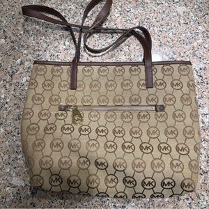 Michael Kors Tan and Brown Logo Tote